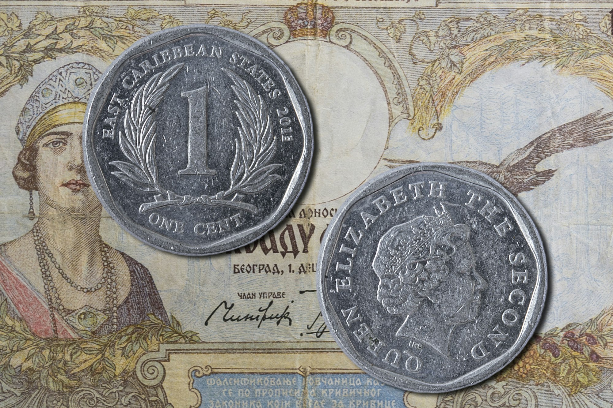 East caribbean states dollar coin, one cent, OECS money